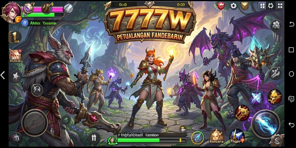 Tampilan gameplay seru di dunia RPG 7777W.