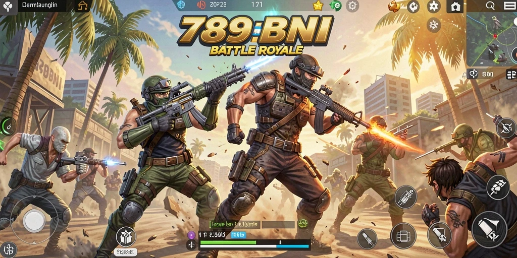 Screenshot menampilkan keseruan pertempuran dalam 789BNI Battle Royale.