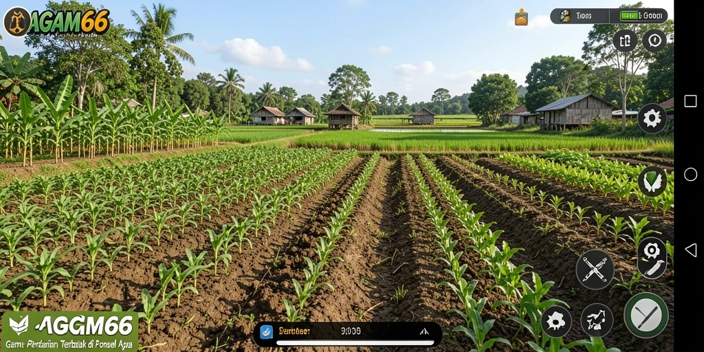 Screenshot AGAM66 menampilkan pengalaman bercocok tanam yang menarik dan interaktif.