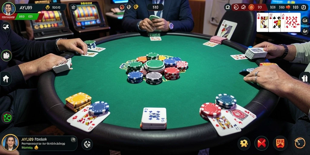 Tampilan permainan Poker AYU89 dengan pemain aktif dan suasana mengasyikkan.
