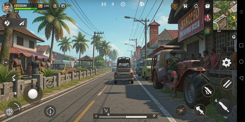 Tampilan utama gameplay F200M dengan interaksi realistis.
