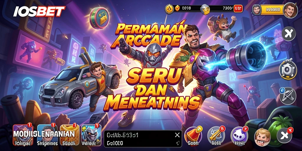 Tampilan gameplay seru dari IOSBET dalam suasana Arcade yang menantang.