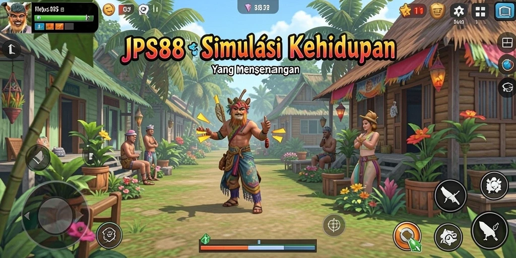 Tangkapan layar utama JPS88 menunjukkan karakter dalam berbagai aktivitas simulasi kehidupan.