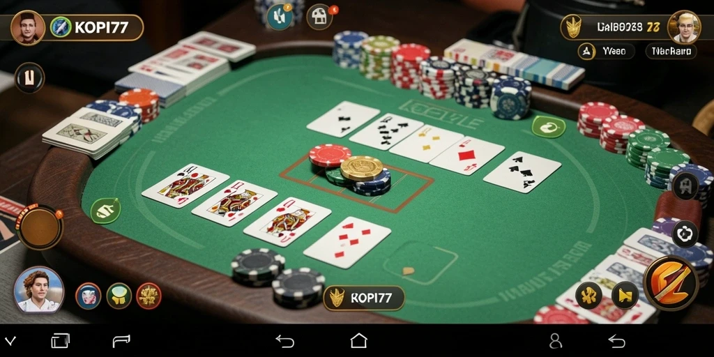 Screenshot KOPI77 menampilkan permainan Gaple yang seru dan interaktif.