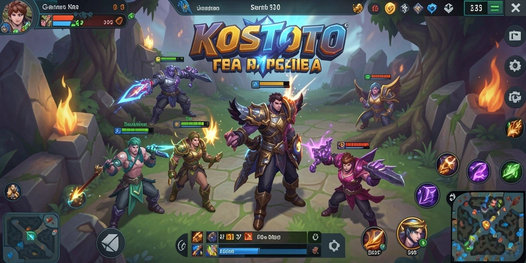 Tampilan gameplay seru dalam KOSTOTO dengan karakter yang dinamis.
