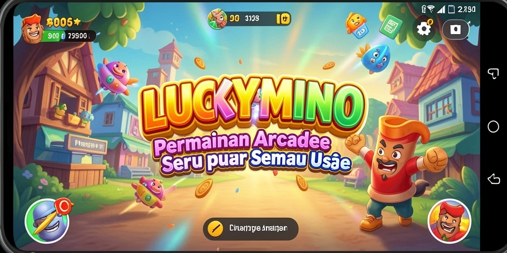 Screenshot utama LUCKYMINO menampilkan aksi gameplay Arcade yang menegangkan.