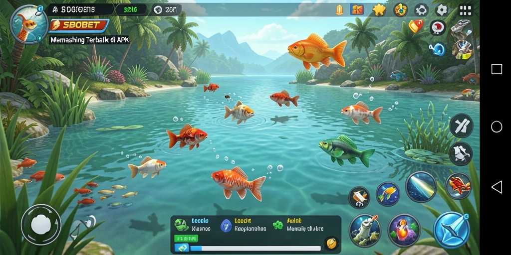 Tampilan menakjubkan gameplay memancing SBOBET di layar.
