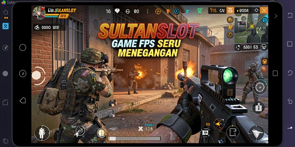 Gameplay SULTANSLOT yang menegangkan dalam pertempuran FPS.